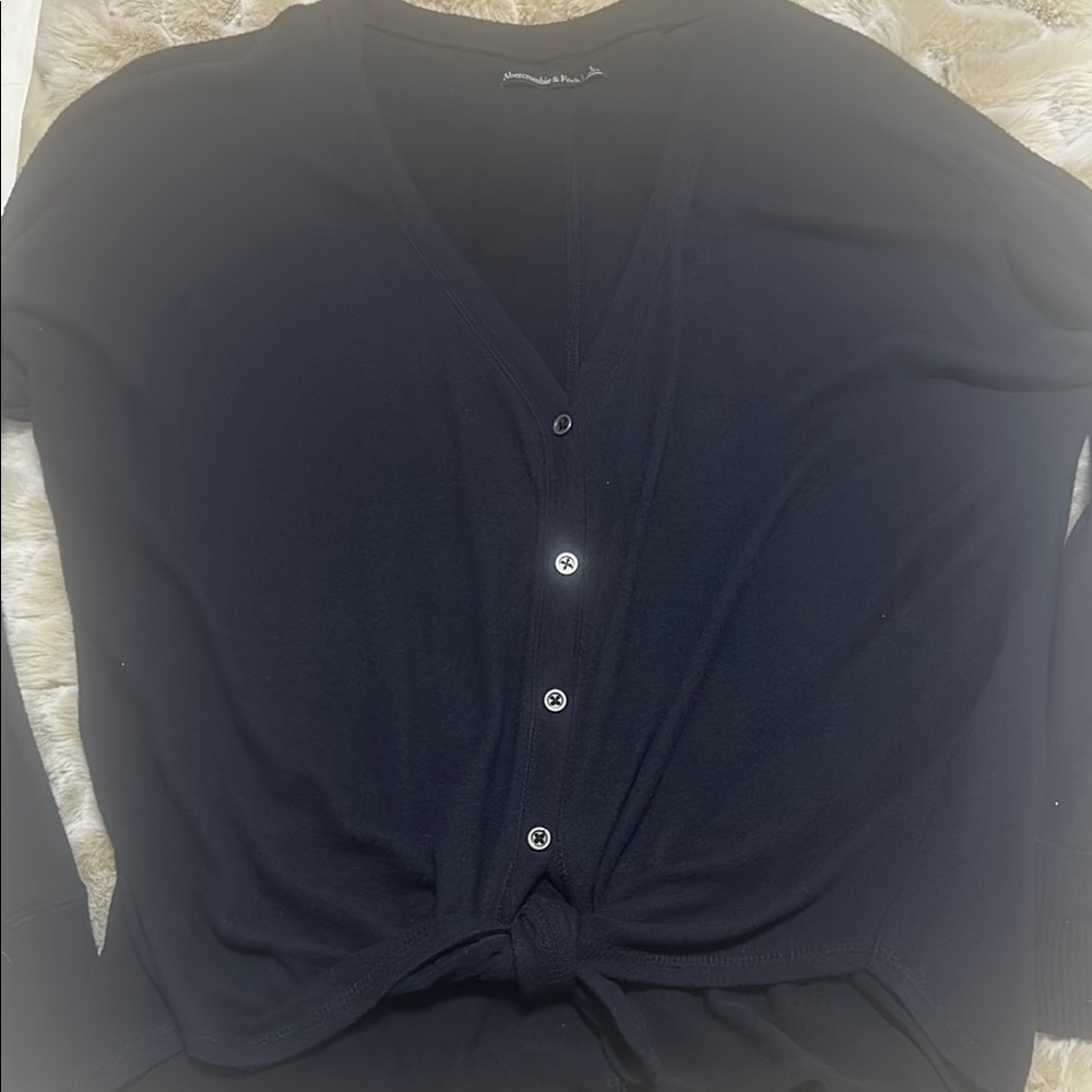 Abercrombie & Fitch Black Button-Up Cardigan